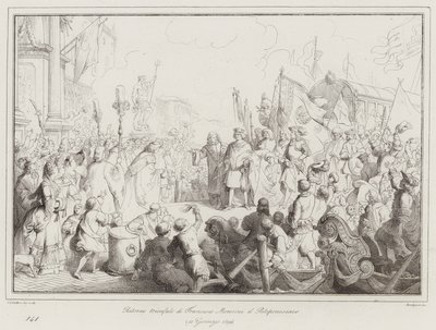 Triumfalny powrót Francesco Morosiniego Peloponeza autorstwa Italian School