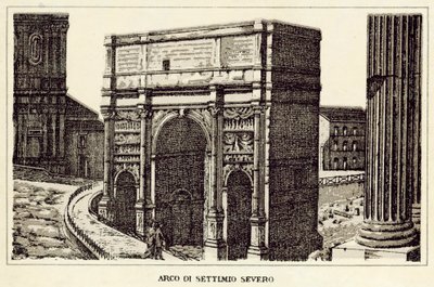 Rzym: Łuk Septymiusza Sewera (lito) autorstwa Italian School