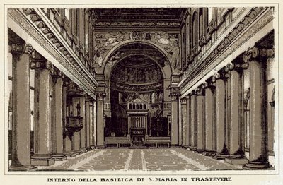 Rzym: Wnętrze bazyliki S Maria In Trastevere (lito) autorstwa Italian School