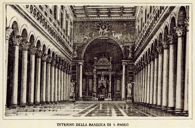 Rzym: Wnętrze Bazyliki św. Pawła (lito) autorstwa Italian School