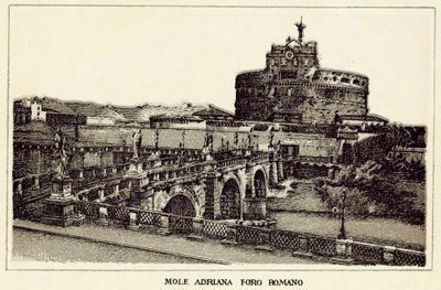 Rzym: Forum Romanum Mole Adriana (lito) autorstwa Italian School