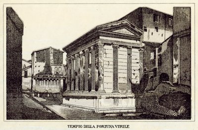 Rzym: Świątynia Męskiej Fortuny (lito) autorstwa Italian School