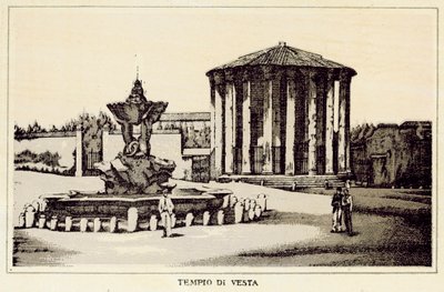 Rzym: Świątynia Westy (lito) autorstwa Italian School