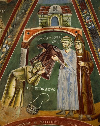 Święty Heldrad powraca z Santiago de Compostela, w kaplicy św. Heldrad i Mikołaj (fresk) autorstwa Italian School