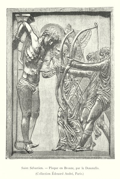 Święty Sebastien, brązowa tablica, autorstwa Donatello, kolekcja Edouard Andre, Paryż (rycina) autorstwa Italian School