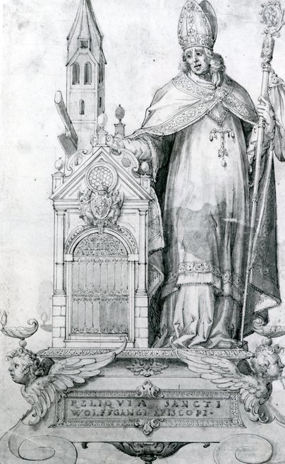 Święty Wolfgang z Ratyzbony (ok.934-994) (grawerowanie) autorstwa Italian School