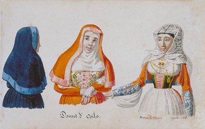 Stroje sardyńskie z Osilo i Milis, druk ms. 258, Kolekcja Luzzetti autorstwa Italian School