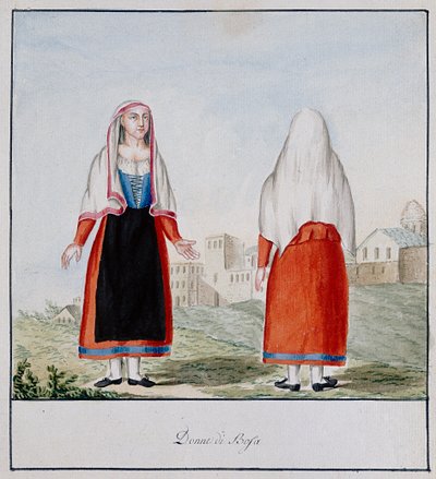 Stroje sardyńskie Bosy, drukowane ms.258, kolekcja Luzzetti autorstwa Italian School