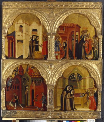 Scena z życia św. Julienne. Obraz mistrza weneckiego, tempera na drewnie, II poł. Sztuka włoska, średniowiecze, sztuka gotycka. Państwowej Ermitażu w Sankt Petersburgu. autorstwa Italian School