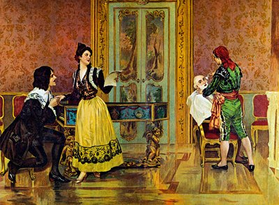 Scena z opery „Cyrulik sewilski”, reż. Gioachino Rossini autorstwa Italian School