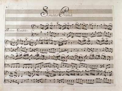 Strona z nutami do „Sonaty na skrzypce i bas kontynuuj” Giuseppe Tartini autorstwa Italian School