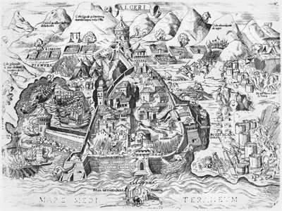 Oblężenie Algieru przez Karola V (1500-58) w 1541 autorstwa Italian School
