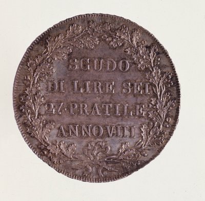 Srebrne ecu z Mediolanu. 16.06.1800. Średnica 3,9 cm Neapol, muzeum archeologiczne autorstwa Italian School