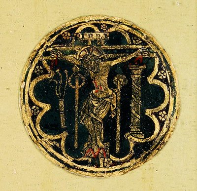 Panel mały z kółkiem Ukrzyżowania (szkło malowane) autorstwa Italian School