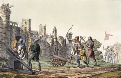 Żołnierze i artyleria XV w., tablica 16 z Historii Narodów (akwatinta) autorstwa Italian School