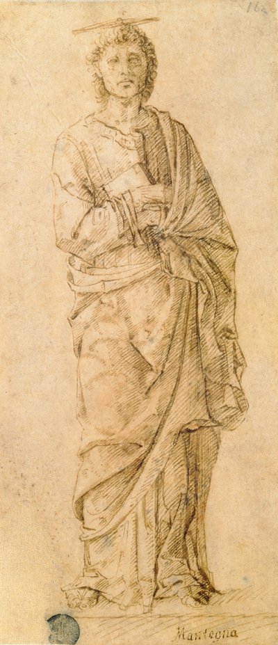 Św. Jan Ewangelista, przypisywany Giovanniemu Belliniemu (ok. 1430-1516) lub Andrei Mantegnie (1430-1516) (pióro i atrament na papierze) autorstwa Italian School
