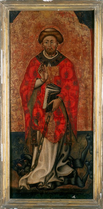 Św. Filip depczący demona, obraz na drewnie z XV wieku autorstwa Italian School