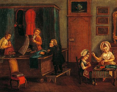 Zakład krawiecki, Włochy autorstwa Italian School