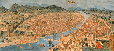 „Carta della Catena” przedstawiająca panoramę Florencji autorstwa Italian School
