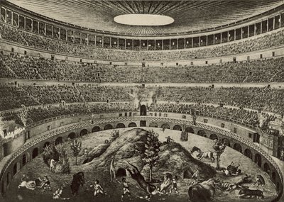 Koloseum, Wielka pogoń za dzikimi bestiami (lito) autorstwa Italian School