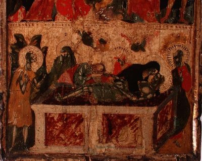 Złożenie Chrystusa, dolna połowa panelu (patrz także 78636) (panel) autorstwa Italian School