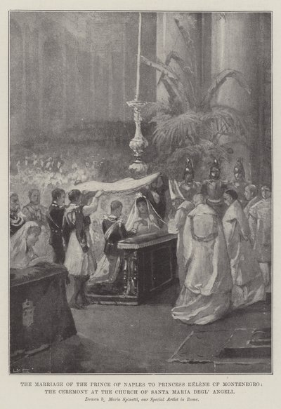 Ślub księcia Neapolu z księżniczką Heleną z Czarnogóry, ceremonia w kościele Santa Maria Degl