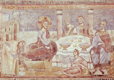 Posiłek w Domu Szymona Faryzeusza, Szkoła Monte Cassino, ok.1087 autorstwa Italian School