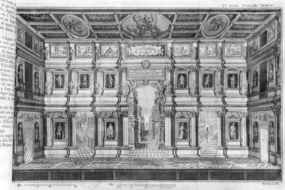 Teatr Olimpijski w Vicenzy, zaprojektowany przez Andreę Palladio (1508-80) autorstwa Italian School