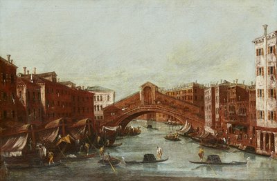 Most Rialto z Canale Grande (olej na płótnie) autorstwa Italian School