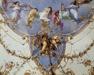 Fragment fresku „Sala di Rappresentanza” (Sala Reprezentantów) przedstawiający tańczące nimfy (fresk) autorstwa Italian School