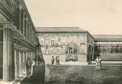 Łaźnie Stabian - Dziedziniec stiuków bez zmian (wklęsłodruk) autorstwa Italian School