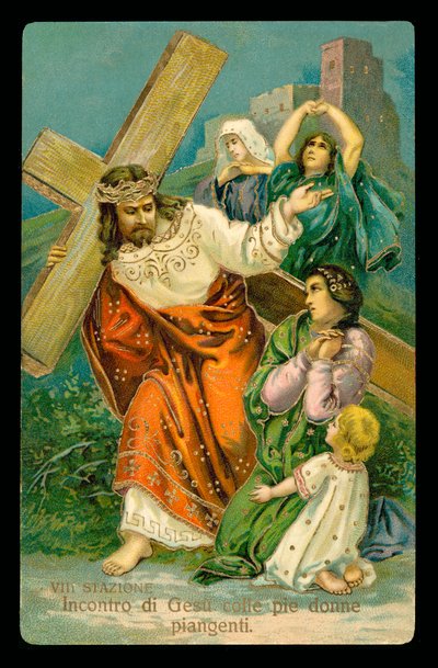 Droga Krzyżowa (z zestawu 14) (kolorowa litografia) autorstwa Italian School
