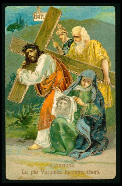 Droga Krzyżowa (z zestawu 14) (kolorowa litografia) autorstwa Italian School