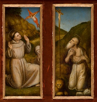 Stygmatyzacja świętych Franciszka i Hieronima, ok. 1480 (olej na desce) autorstwa Italian School