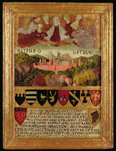 Dziewica chroniąca Sienę przed trzęsieniem ziemi z 1466 r autorstwa Italian School