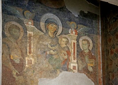 Dziewica z Dzieciątkiem między św. Kosmą a św. Damianem autorstwa Italian School