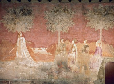Gra w piłkę, scena z cyklu Igrzysk, ok. 1445-1450, fresk, Palazzo Borromeo, Mediolan, Lombardia, Włochy autorstwa Italian School