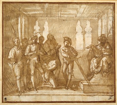 Ścięcie świętego (pióro i atrament z wash&kreda na papierze) autorstwa Italian School
