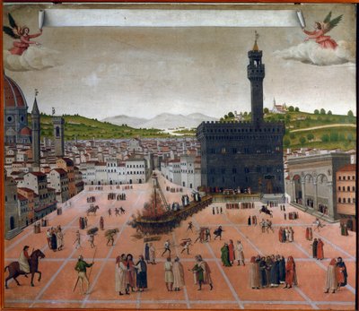 Stos Girolamo Savonaroli na Piazza della Signoria we Florencji w 1498 r. (obraz) autorstwa Italian School