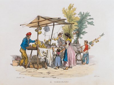 Torronaro (sprzedawca nugatu) (grawerowanie) autorstwa Italian School
