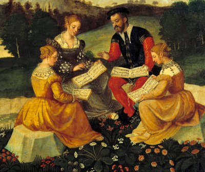 Koncert wokalny Malarstwo Szkoły Włoskiej. 16 wiek. Bourges, Hotel Lallemant - Koncert Bukoliczny. Malarstwo Szkoły Włoskiej. 16 wiek. Hotel Lallemant, Bourges, Francja autorstwa Italian School