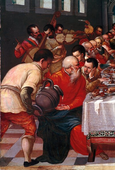 Ślub Cany Detail. Anonimowy obraz szkoły weneckiej. XVI w. niedz. 85x118 cm wenecja, muzeum Correr autorstwa Italian School