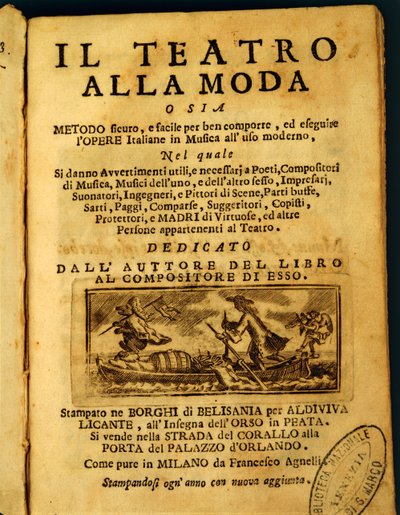 Strona tytułowa „Teatro della Moda”, Benedetto Marcello (lito) autorstwa Italian School