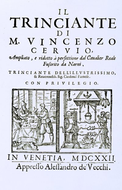 Strona tytułowa włoskiej książki kucharskiej, wyd. Wenecja, 1622 autorstwa Italian School