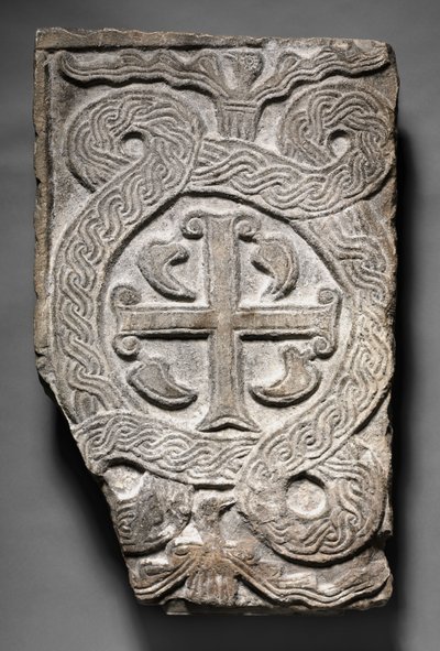 Transenna Panel z Krzyżem, Lombardzka, 700s-800s autorstwa Italian School