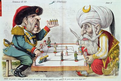 Turcja i Rosja grają w strategię, z Le Perroquet, 1877 autorstwa Italian School