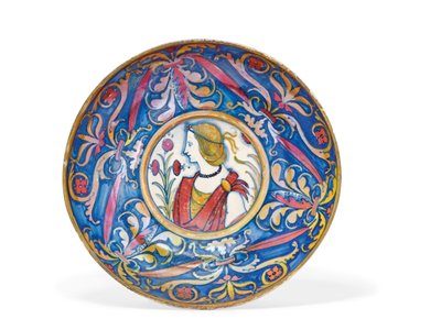 Umbryjska majolika złota i rubinowy połysk naczynie na nóżkach, od Deruty do Gubbio, ok. 1510-20 autorstwa Italian School