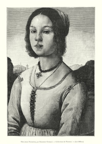 Młody florentyńczyk, Francesco Granacci, Zbiory Florencji, Uffizi (rycina) autorstwa Italian School