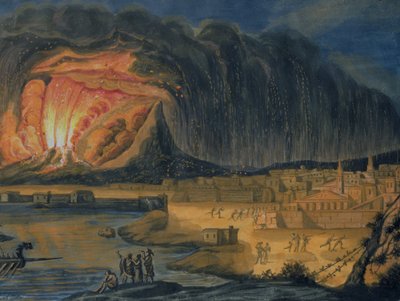 Wezuwiusz wybucha w pobliżu Neapolu, ok. 1815 r. autorstwa Italian School