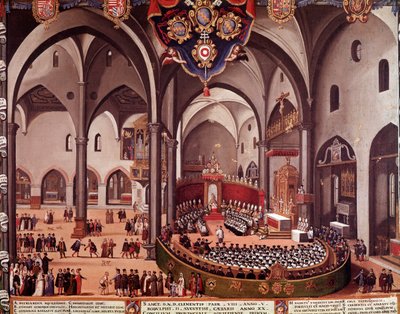 Widok Soboru Akwilejskiego w 1596 r. (Rada Akwilei) autorstwa Italian School
